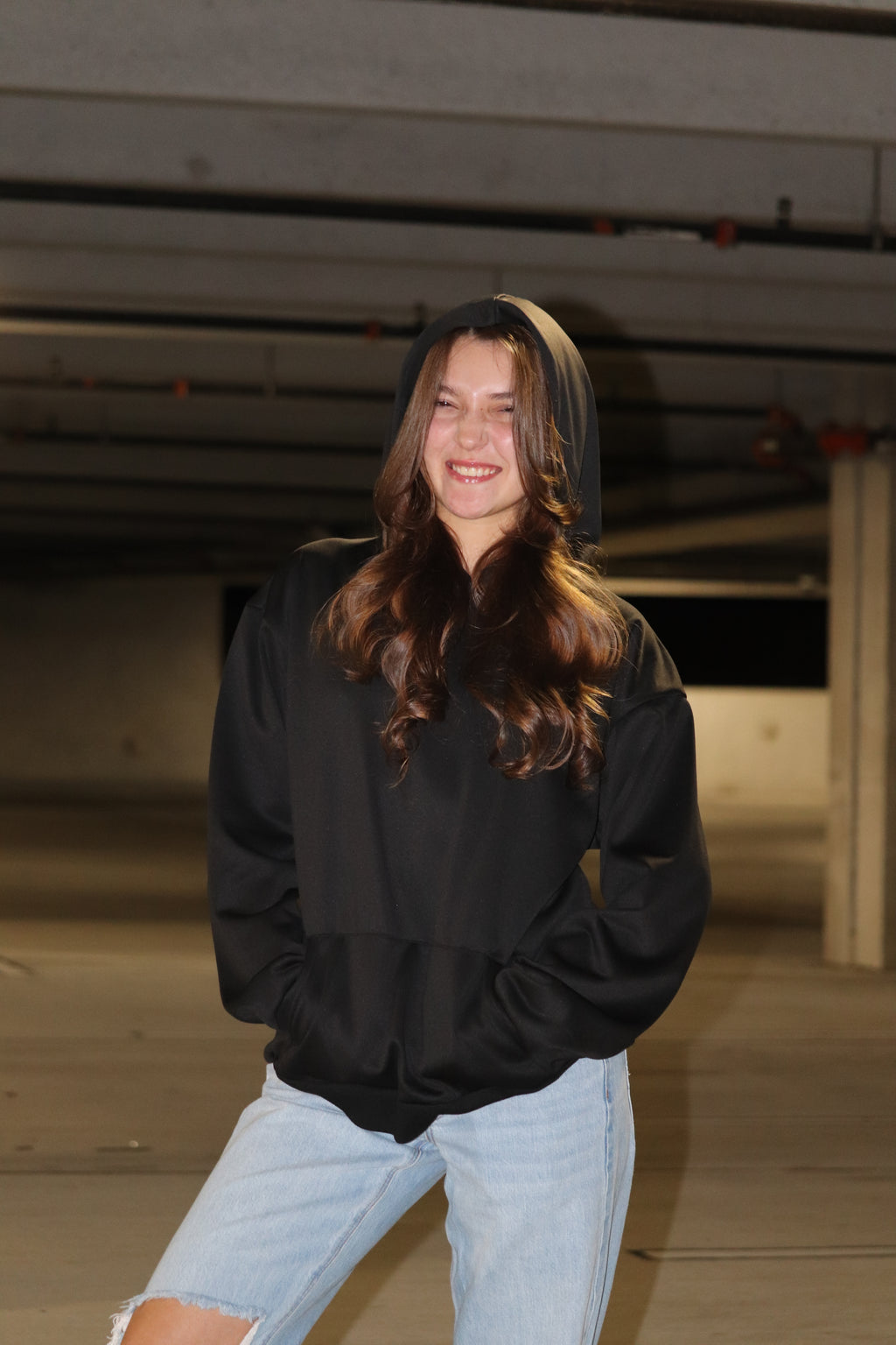 Backless Rhinestone Fishnet Hoodie