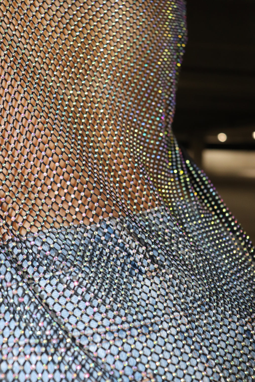 Backless Rhinestone Fishnet Hoodie